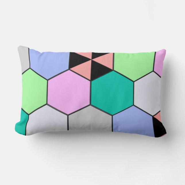 COLORFUL HEXAGON SHAPES LUMBAR CUSHION (Front)