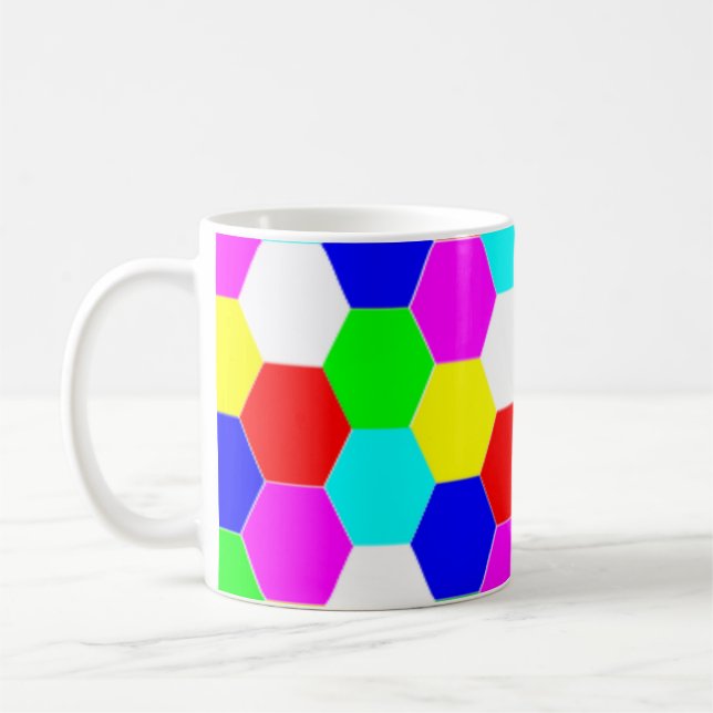 COLORFUL HEXAGONS COFFEE MUG (Left)