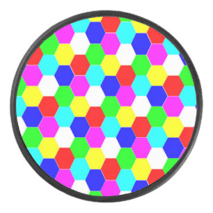 COLORFUL HEXAGONS HOCKEY PUCK