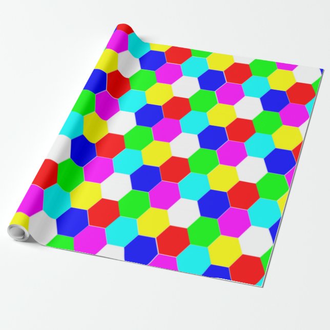 COLORFUL HEXAGONS WRAPPING PAPER (Unrolled)