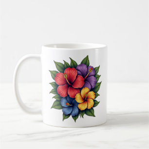 Colorful Hibiscus Flowers Ceramic Coffee Mug