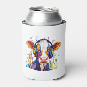 Colorful Highland Cow Can Cooler