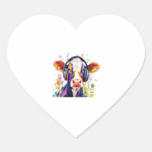 Colorful Highland Cow Heart Sticker