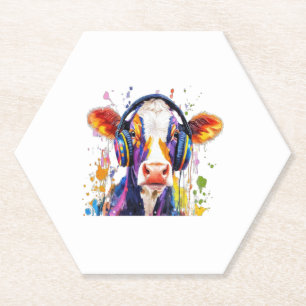 Colorful Highland Cow Paper Coaster