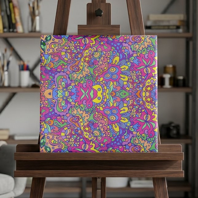 Colorful Hip Abstract Fantasy Doodles Pattern Tile (Creator Uploaded)
