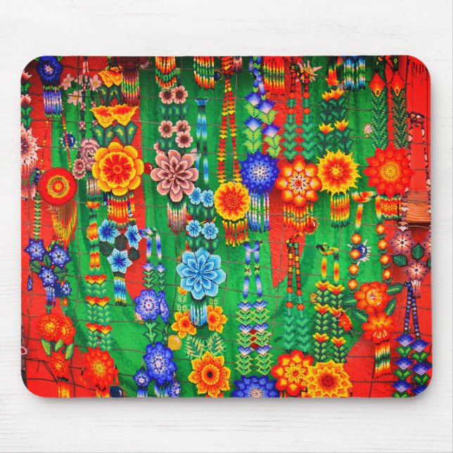 Colorful Hippie Flower Designs Mouse Mat (Front)