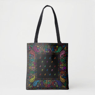 Colorful Hippie Paisley Design Tote Bag