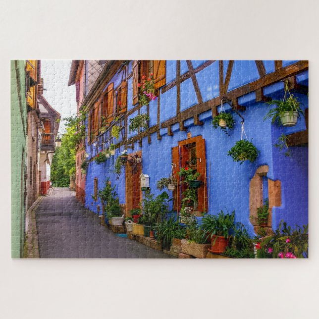 Colorful Historical Houses Village France Travel Jigsaw Puzzle (Horizontal)