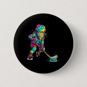 Colorful Hockey Ice Cream Drip Player 6 Cm Round Badge