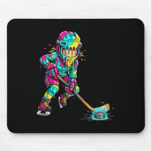 Colorful Hockey Ice Cream Drip Player Mouse Mat