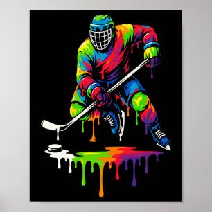 Colorful Hockey Ice Cream Drip Player Poster