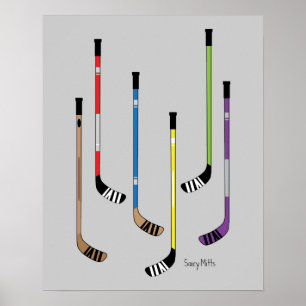 Colorful Hockey Sticks Poster