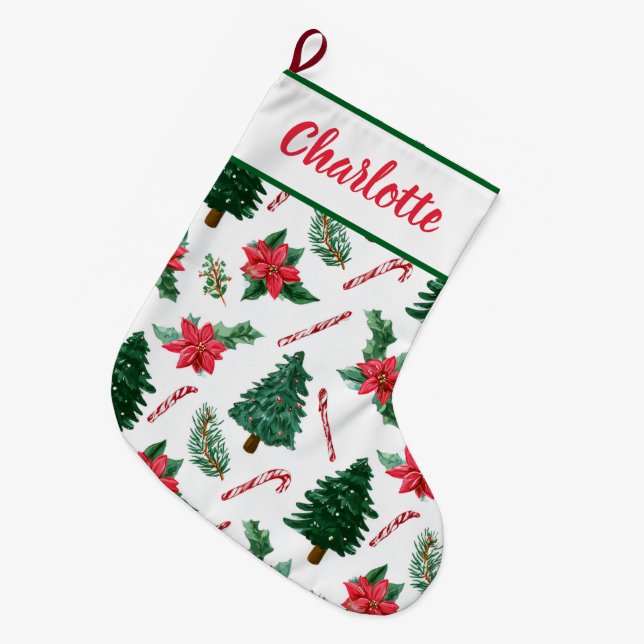 Colorful Holiday Pattern | Christmas Stocking (Front (Hanging))