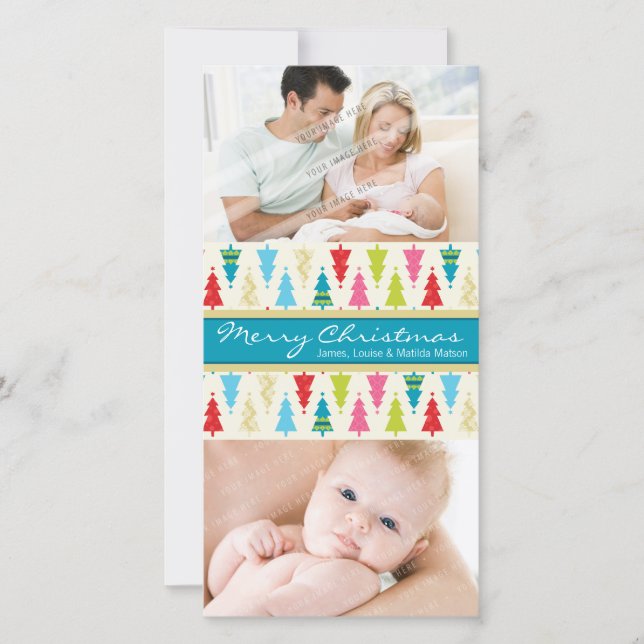 COLORFUL HOLIDAY PHOTOCARD :: patternedxmastree 1P Card (Front)