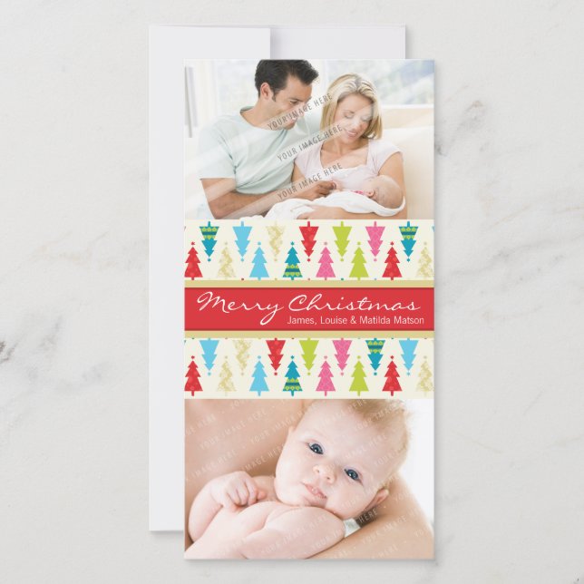 COLORFUL HOLIDAY PHOTOCARD :: patternedxmastree 2P Card (Front)