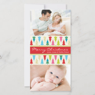 COLORFUL HOLIDAY PHOTOCARD :: patternedxmastree 2P Card