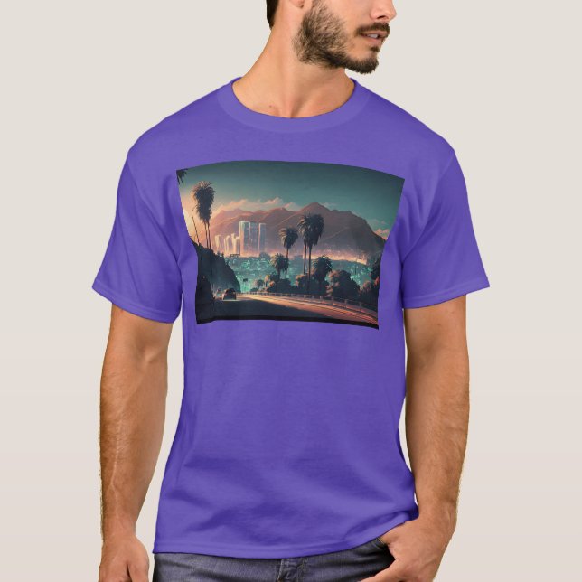 Colorful Hollywood Hills Vibrant Urban Landscape f T-Shirt (Front)