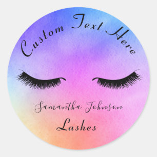Colorful Hologram Rainbow Beauty Makeup Eyelash Classic Round Sticker