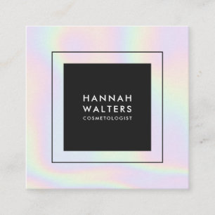 Colorful holographic rainbow modern beauty salon square business card