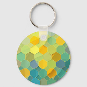 Colorful Honeycomb Geometric Pattern Key Ring