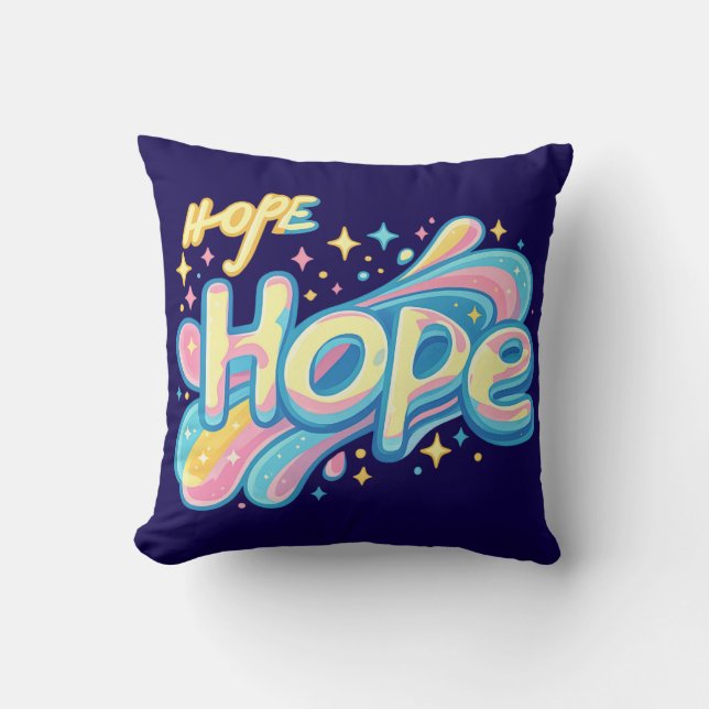 Colorful Hope Graffiti - Y2K Sparkle Aesthetic Cushion (Front)