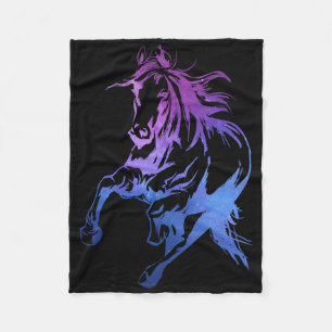 Colorful Horse Riding Horseback Horse Silhouette G Fleece Blanket