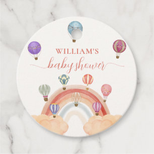 Colorful Hot Air Balloon Rainbow Baby Shower  Favour Tags