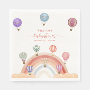 Colorful Hot Air Balloon Rainbow Baby Shower Napkin