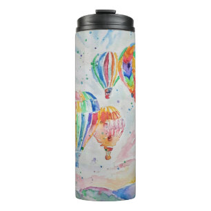 Colorful Hot Air Balloon Watercolor Art Design Thermal Tumbler