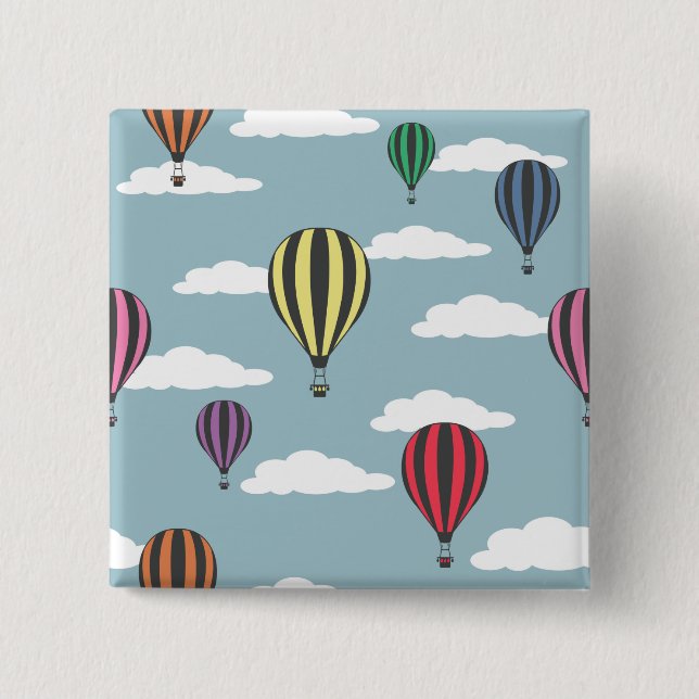 Colorful hot air balloons 15 cm square badge (Front)