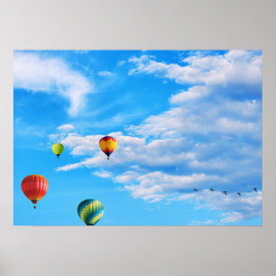 Colorful Hot Air Balloons in the Sky Poster