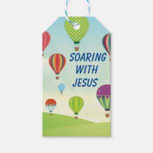 Colorful hot air balloons kids  gift tags