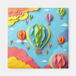 Colorful Hot Air Balloons Sky Pattern Magnet