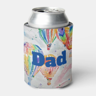 Colorful Hot Air Balloons Watercolour Painting Can Cooler