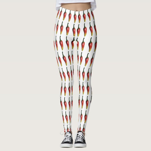 Colorful Hot Peppers  Custom Leggings (Front)