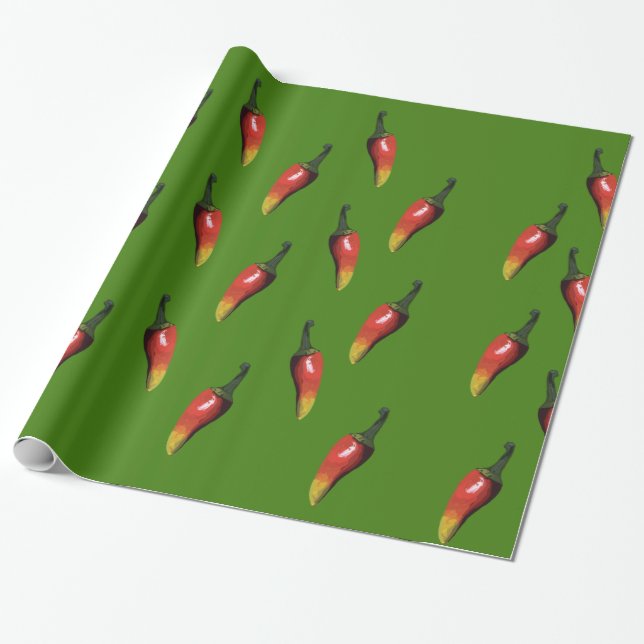 Colorful Hot Peppers Custom Wrapping Paper (Unrolled)