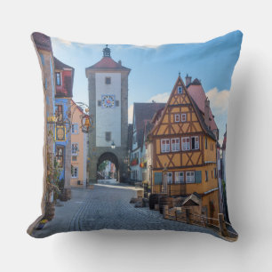 Colorful houses in Rothenburg, Germany Cushion
