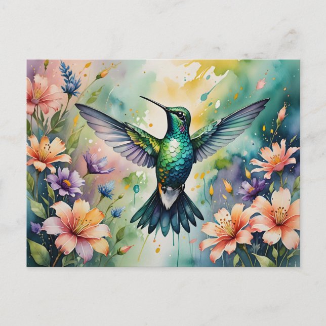 colorful hummingbird postcard (Front)