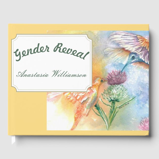 COLORFUL HUMMINGBIRDS GENDER REVEAL GUEST BOOK (Front)