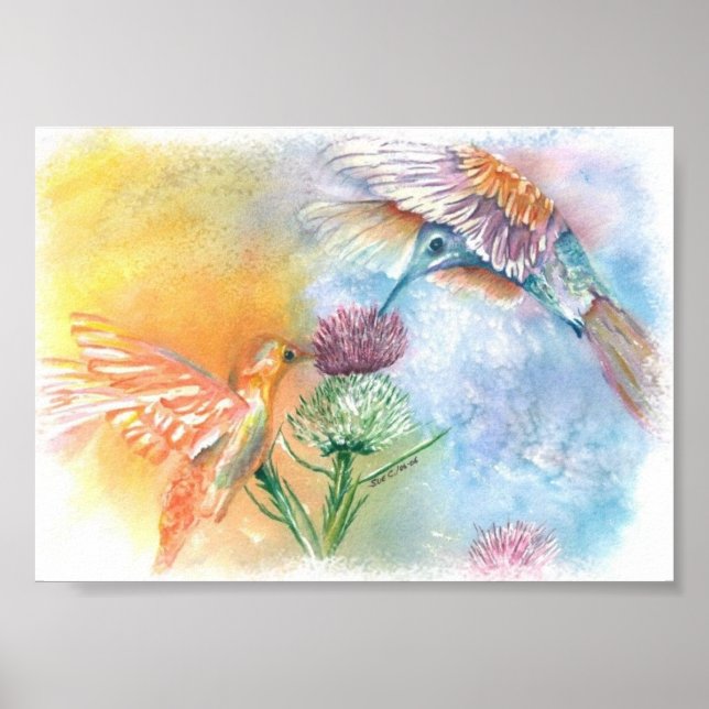 Colorful Hummingbirds Poster (Front)