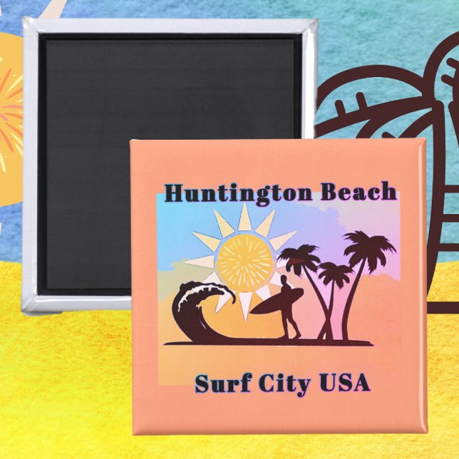 Colorful Huntington Beach CA Surf City USA Magnet (Creator Uploaded)
