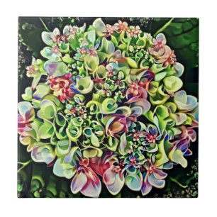 Colorful Hydrangea Art Tile Trivet