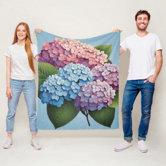 colorful hydrangea fleece blanket