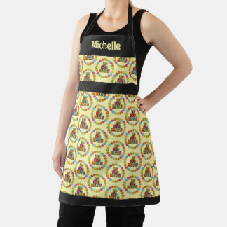 Colorful I Love 60s Music on Cream for Music Lover Apron