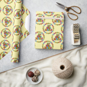 Colorful I Love 60s Music on Cream Wrapping Paper