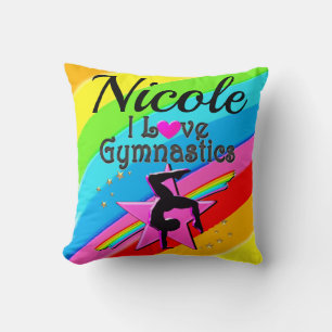 COLORFUL I LOVE GYMNASTICS PERSONALIZED DESIGN CUSHION