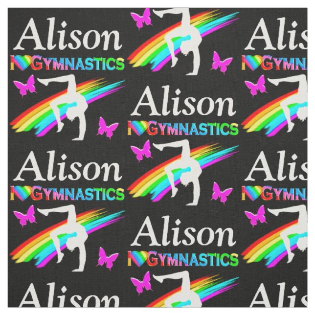 COLORFUL I LOVE GYMNASTICS PERSONALIZED FABRIC (Swatch)