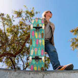 Colorful Ice Cream Pattern Summer  Skateboard