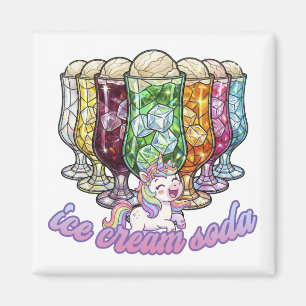 Colorful ice cream soda -with a unicorn- magnet