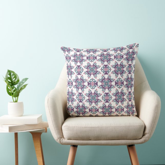 Colorful IkatFloral Motif Pattern Cushion (Chair)